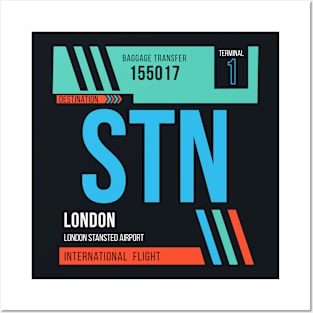 London (STN) Airport Code Baggage Tag Posters and Art